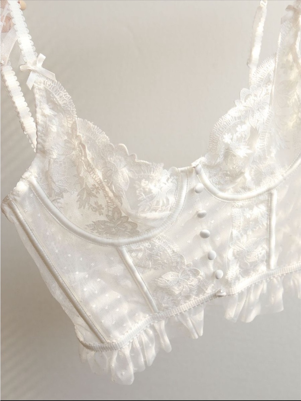 Sheer Lace Corset Bralette - White - Picture 4 of 6